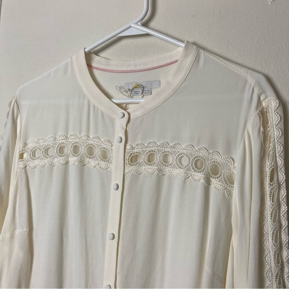 Boden ivory lace eyelet amara long sleeve blouse womens 16 NWOT - Picture 3 of 9
